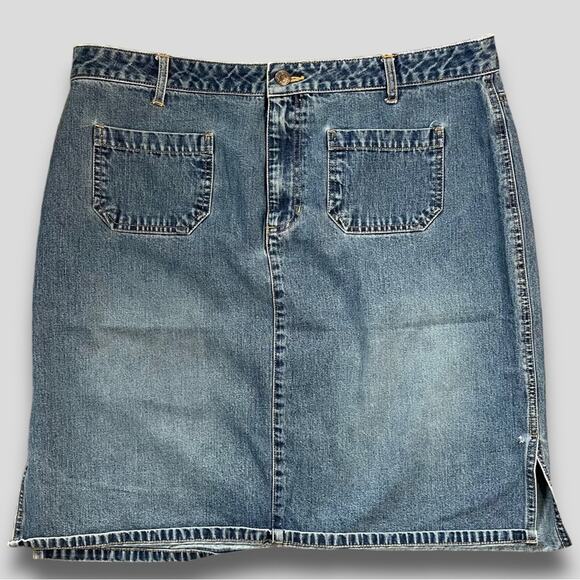 OLD NAVY VINTAGE Y2K WESTERN BOHO FRAY HEM DENIM MINI SKIRT BLUE - 16 - Picture 1 of 8